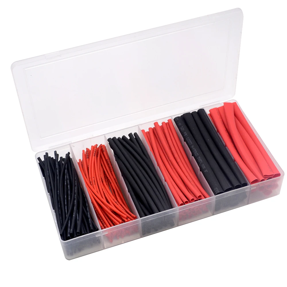 Flame-retardant Boxed Heat Shrink Tubing Kit heat shrink tubing heat shrink tube heat shrink tube kit 3 Sizes 190pcs/lot Black Red