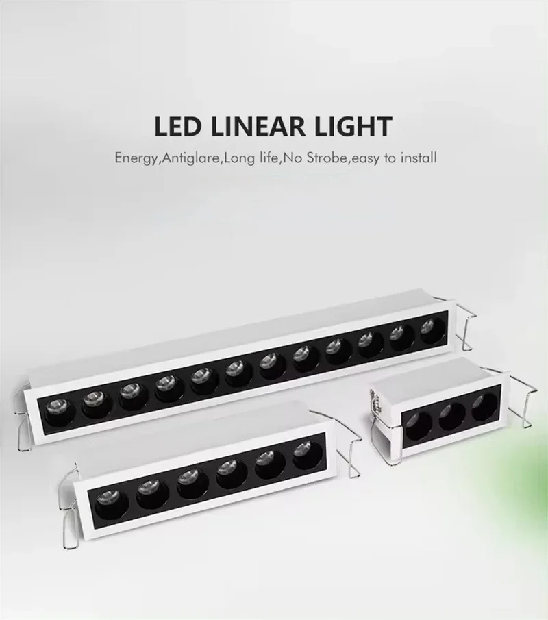 IP65 waterproof Recessed Ceiling Down Light 6W 12W 24W LED Linear Grille Spotlight 20° For Bathroom Lighting