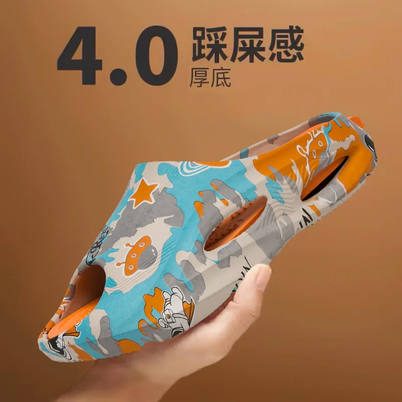 

2023 Summer outdoor cool beach slippers popular printing casual fashion soft 4CM sole non slip bathroom slippers designer slides