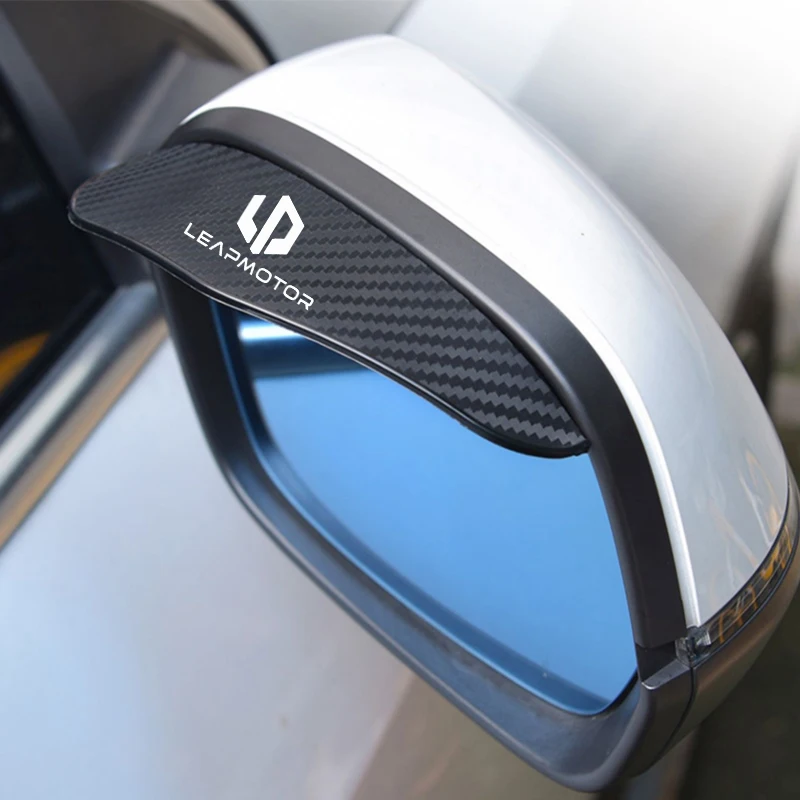2x Car Rearview Mirror Rain Eyebrow Visor Carbon Fiber Car Rearview Side Snow Rain Cover for Leapmotor T03 S01 C11 C01 Leap