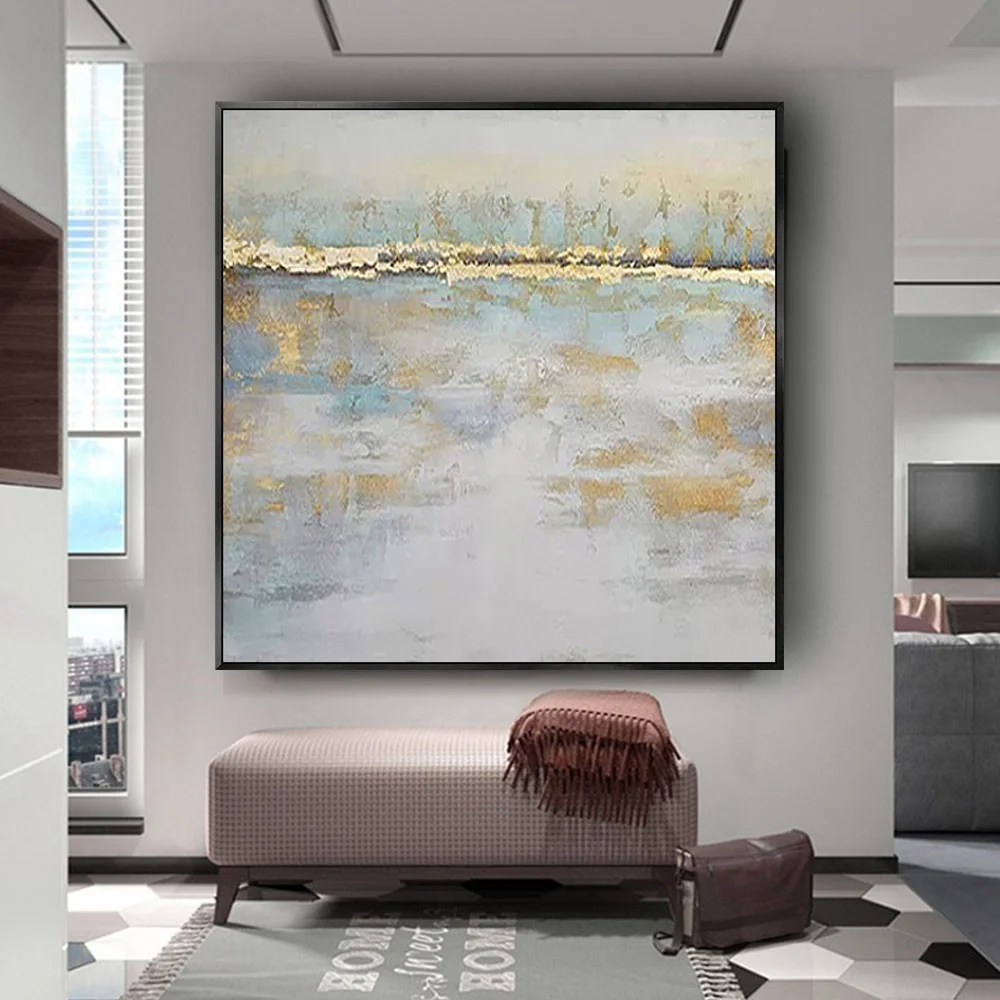 

Nordic hand-painted Abstract Canvas oil Paintings golden marble texture Cuadros Scandinavian home Wall Art Pictures Decor Home