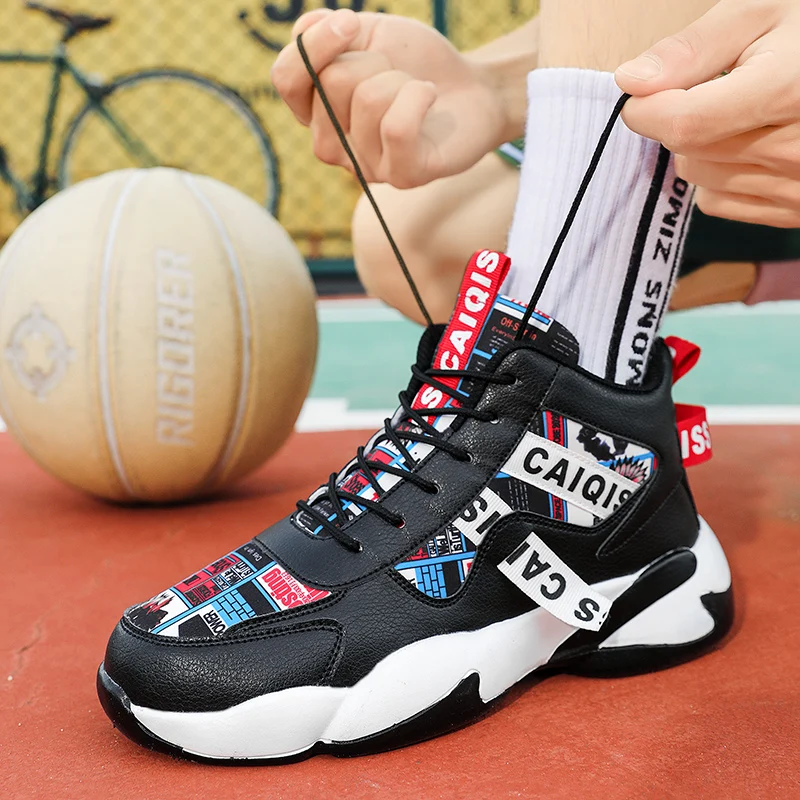 

2023Men Sneakers High Top Shoes Spring and Autumn Platform Breathable Graffiti Canvas And Pu Man Shoe Tenis Masculino Zapatillas