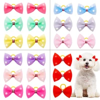 10/20/30PCS Polka Dot Decorate Dog Hair Bows with Pearl Puppy Hair Bowknot with Rubber Bands for Small Dogs Accessories 1
