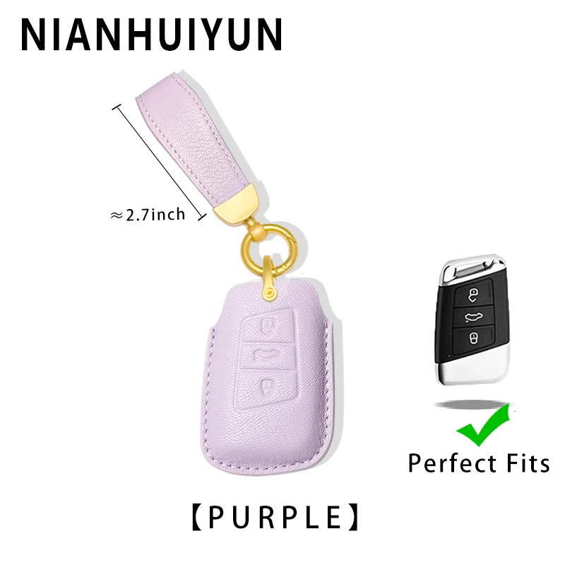 

Leather Car Remote Key Cover For Volkswagen Magotan/Passat/CC/B8/Skoda/Superb Kodiaq/A7 3Buttons Auto Key Protection Accessories