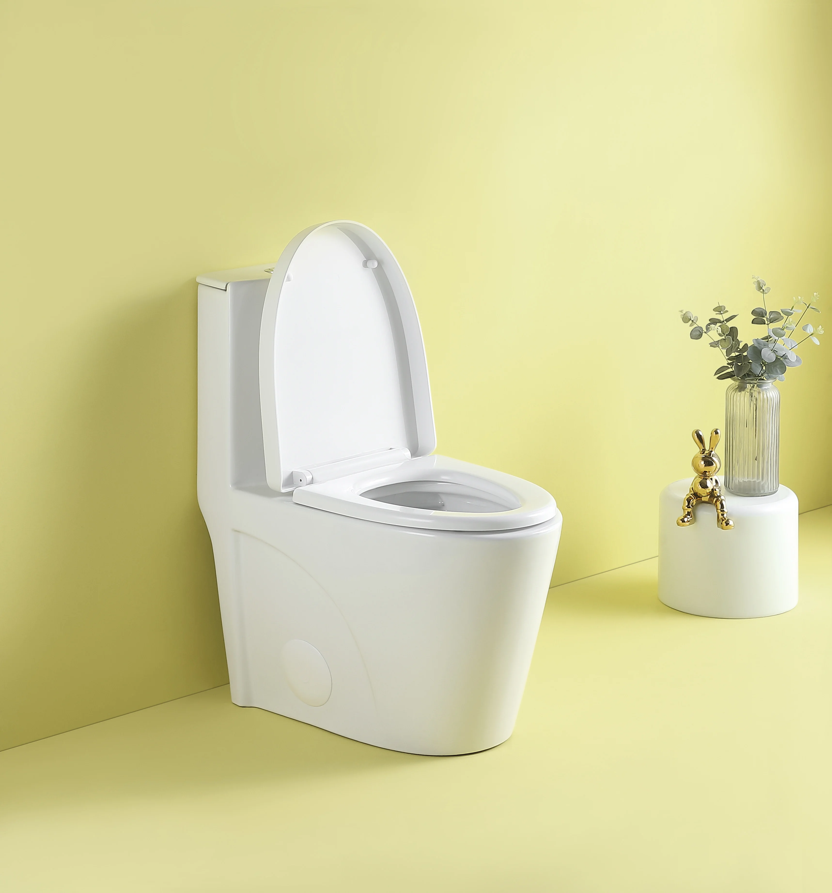 1.1/1.6 GPF Dual Flush 1-Piece Elongated Toilet with Soft-Close Seat-Gloss White, Water-Saving, Modern, Stylish Design 23T01-G
