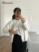 Hirsionsan élégant à manches longues pull femmes 2024 nouveau simple boutonnage femme Cardigan décontracté doux cachemire tricoté vêtements d'extérieur 3
