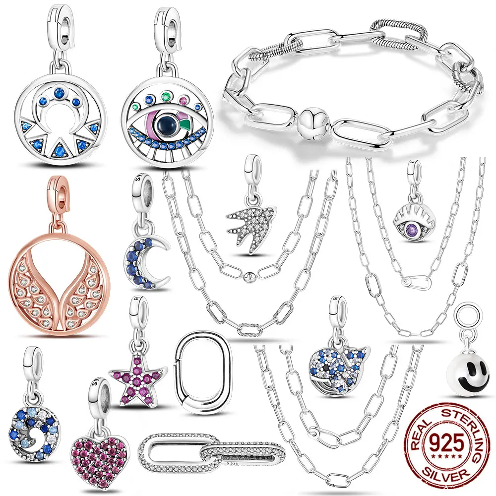 Colgante de plata de ley 925 para mujer, dije con forma de estrella de mar y flamenco, compatible con Me Original, joyería artesanal|Cuentas| - AliExpress