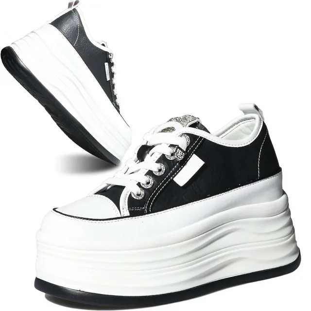 Fujin 9cm High Quality Microfiber Leather White Platform Sneakers for Women Wedge Heel Sneakers Shoes Comfy Casual Shoes Female 1