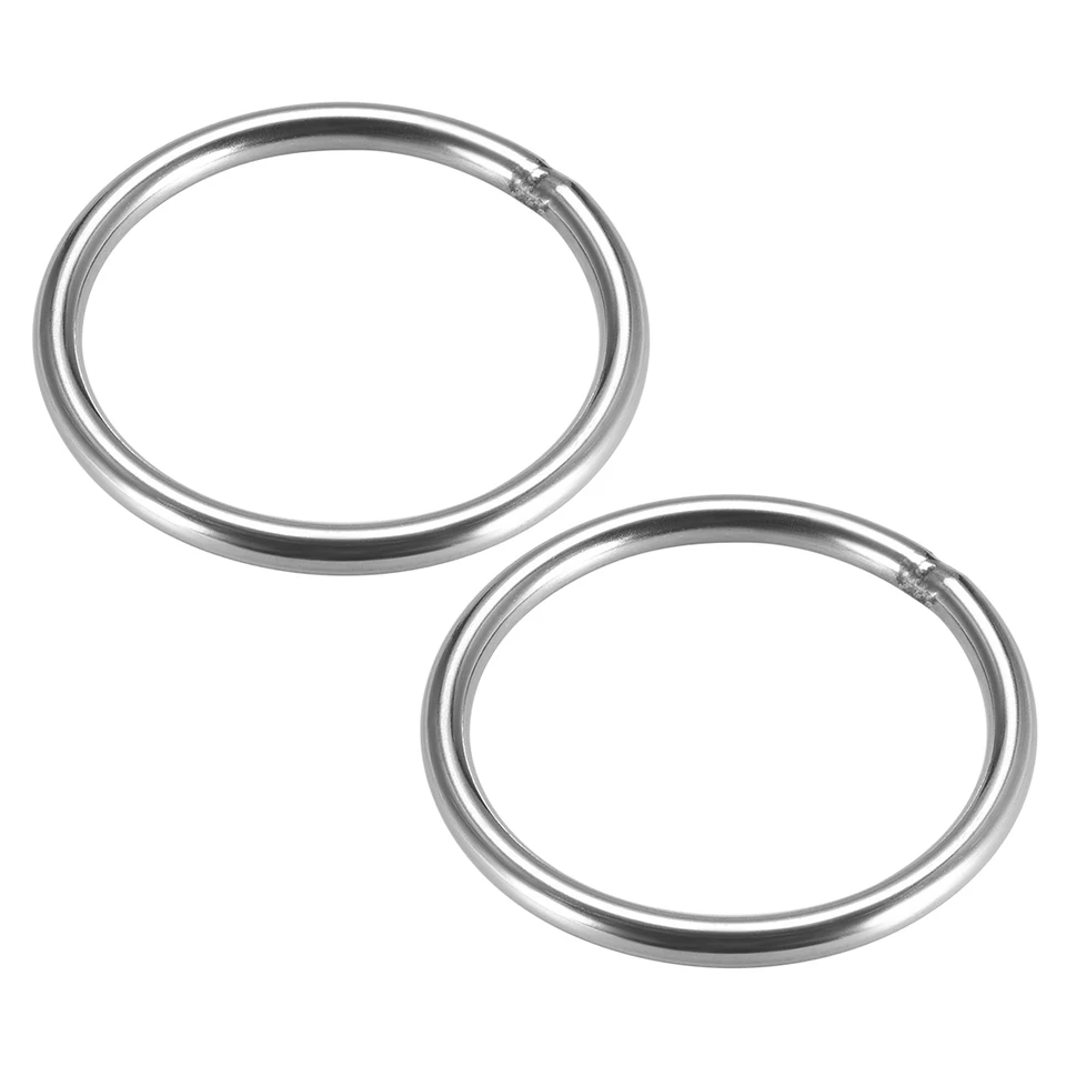 Uxcell 4pcs Welded O Rings, 201 Stainless Steel, 50mm Outer Diameter, 6mm Thickness