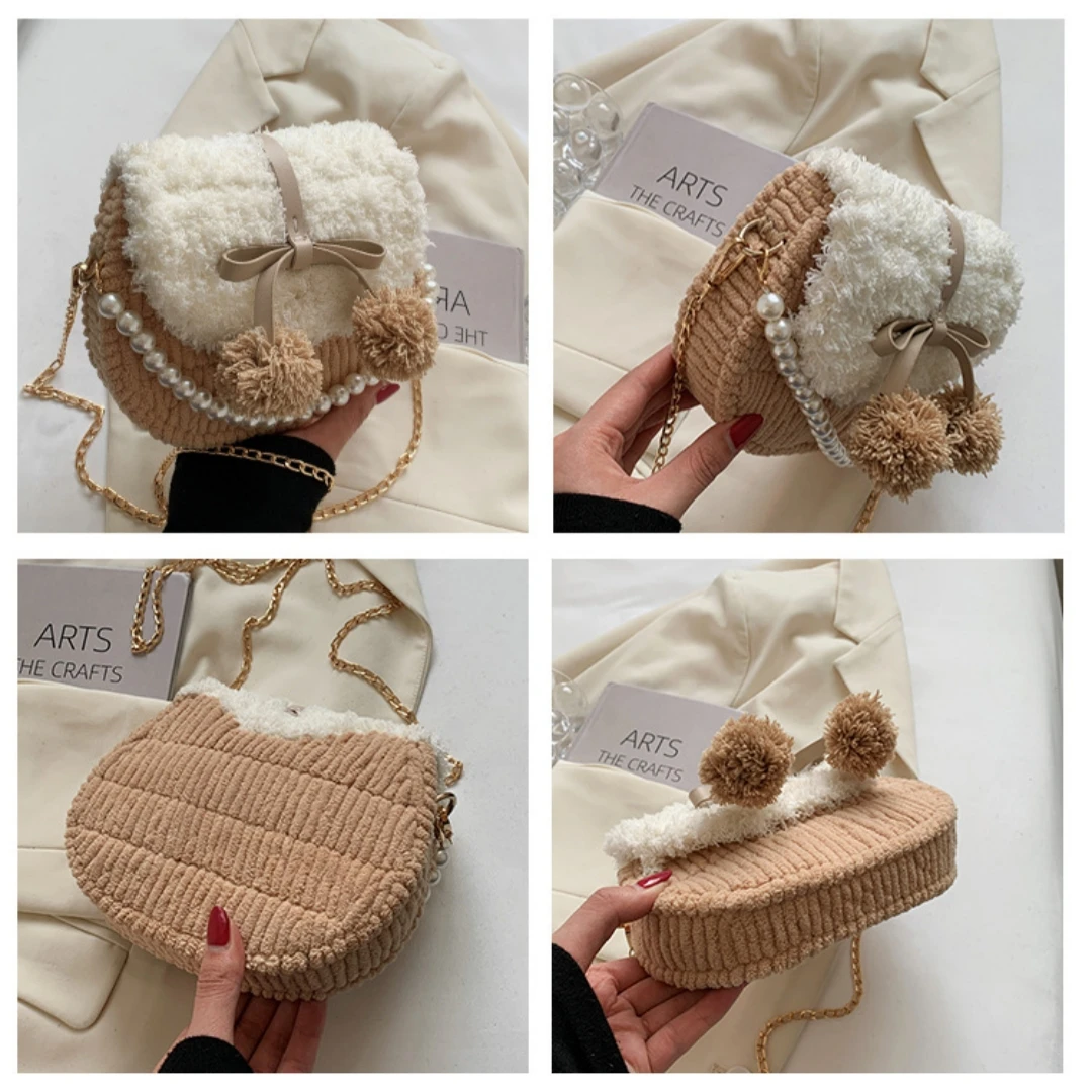 Yarn Crossbody Bag Kit Mesh Yarn Bag Kit Hand-Sewn Bag Kit Easy-To-Use For Beginner Crafting Gift For Girlfriend