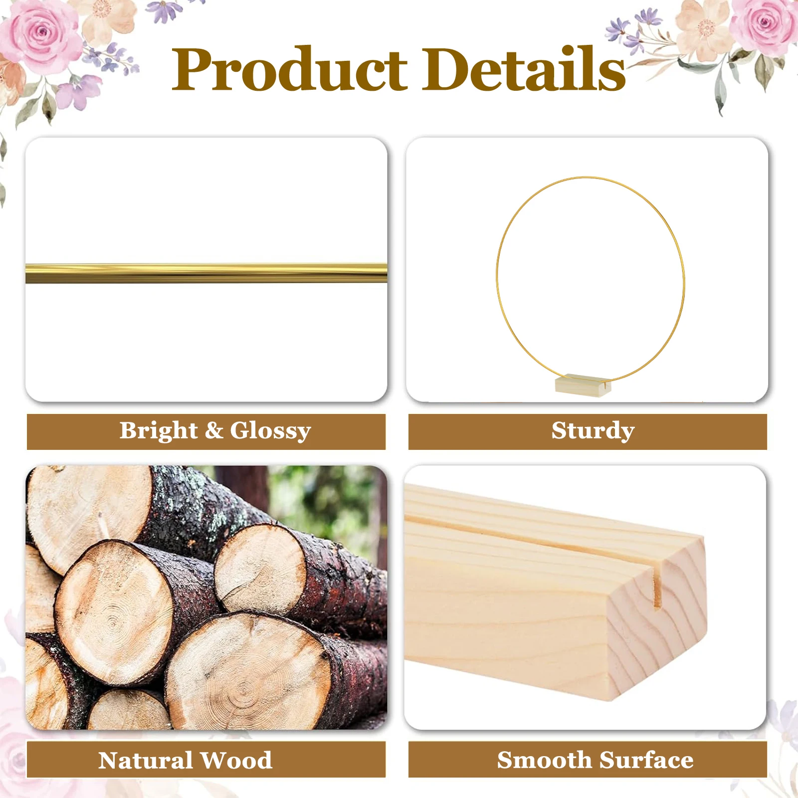 10/20Pcs Metal Floral Hoops Centerpiece 30cm Round DIY Handcraft Garand Rings Holder with Wood Base Wedding Party Table Decor