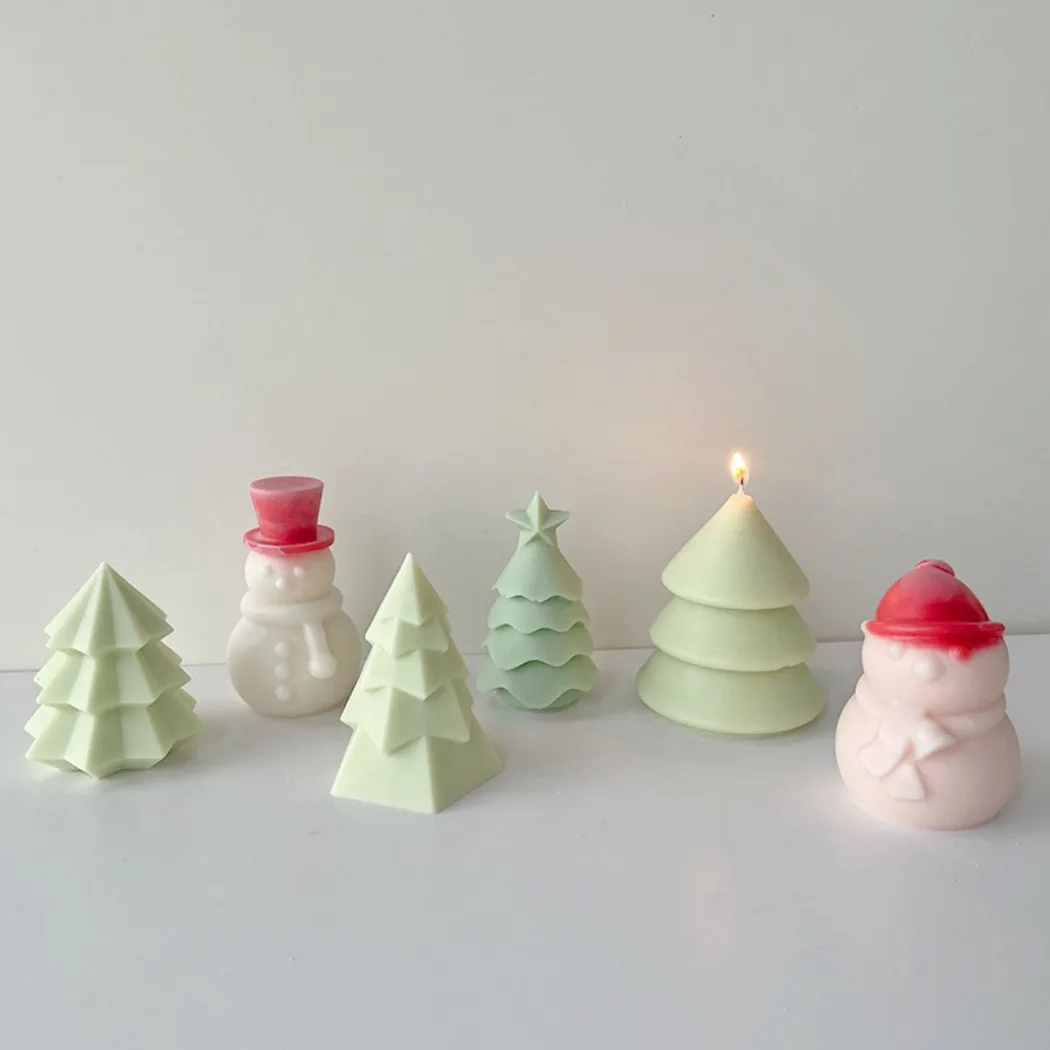 Kit 5 Moules à Bougies Silicone Sapin De Noël - Formes 3D Réutilisables Pour DIY Bougies, Savon, Desserts