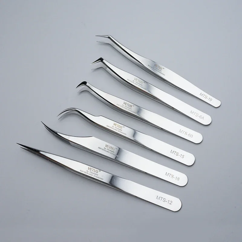 1pcs New VETUS Eyelash Extension Tweezers Stainless Steel Lashes Tweezers High Precision Anti-Static Tweezers Makeup Tools 2
