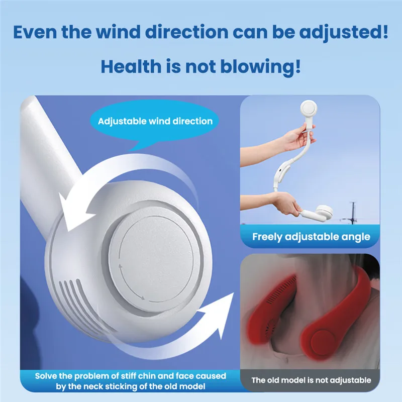 Portable Neck Fan Mini Bladeless Fan USB Rechargeable Air Conditioning Leafless Fan Mute Sports Fans For Outdoor_voghion.com