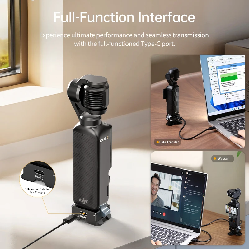 Ulanzi PK-10 Pocket 3 Expansion Adapter for DJI Osmo Pocket 3 for Backpack Clip Neck Mount Chest Strap with Type-C Charging Port