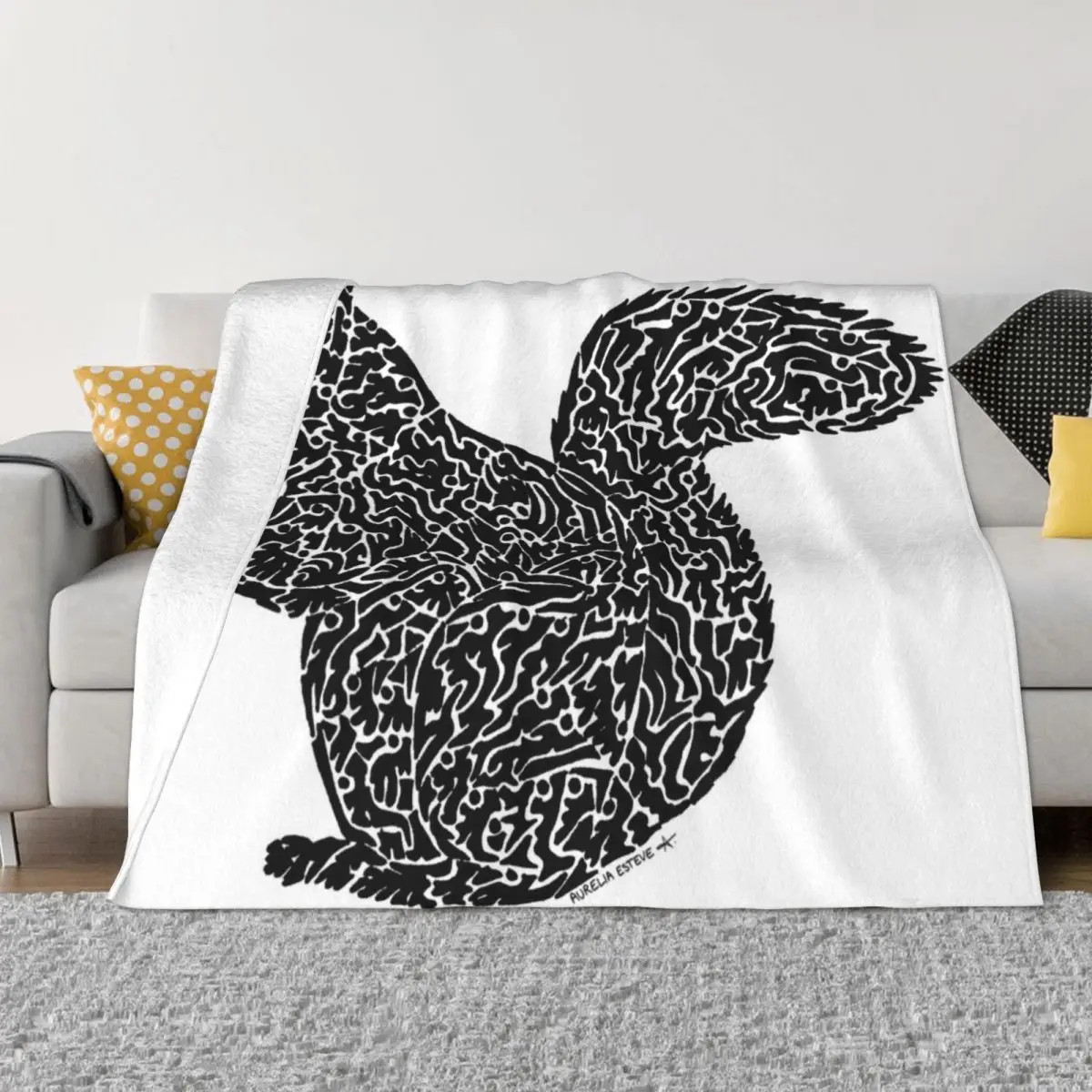 

Squirrel (black) Throw Blanket Single Giant Sofa For Sofa Thin Blankets