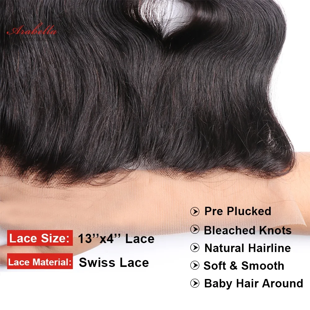 Deep Wave 13x4 Transparent Lace Frontal With Baby Hair Remy 100% Human Hair Arabella PrePlucked Bleached Knots 5x5 Lace Closure human hair closure human hair lace product human hair frontal