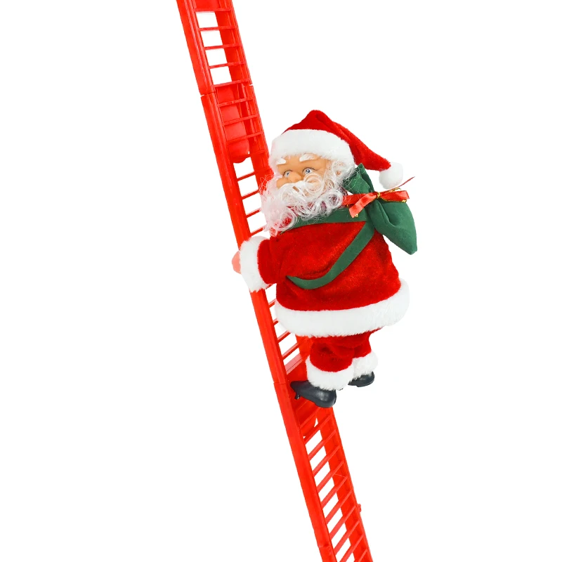 2024 Muñeco de Papá Noel trepando escalera con música Adornos para árbol de Navidad Decoraciones para el hogar 2025 Navidad Año Nuevo Regalo para niños
