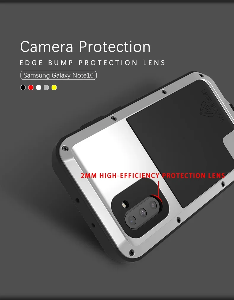 The high quality Ammy phone case fits the Samsung Note 10 Plus pro's powerful metal armored shock-proof and waterproof case