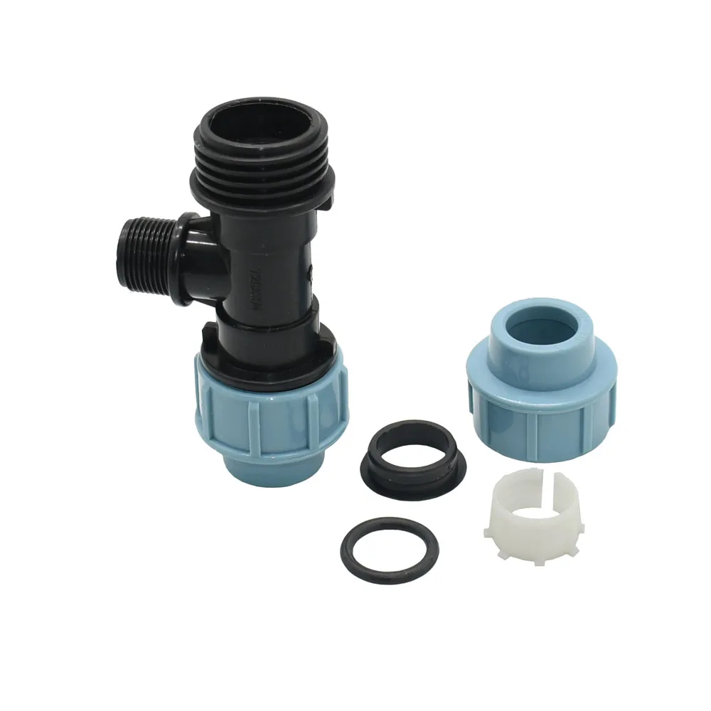 IBC Tank Adapter S60 x 20mm 25mm 32mm PE Tube Connector Elbow Tee Water Splitter Plastic Pipe Fitting For Farm Irrigation