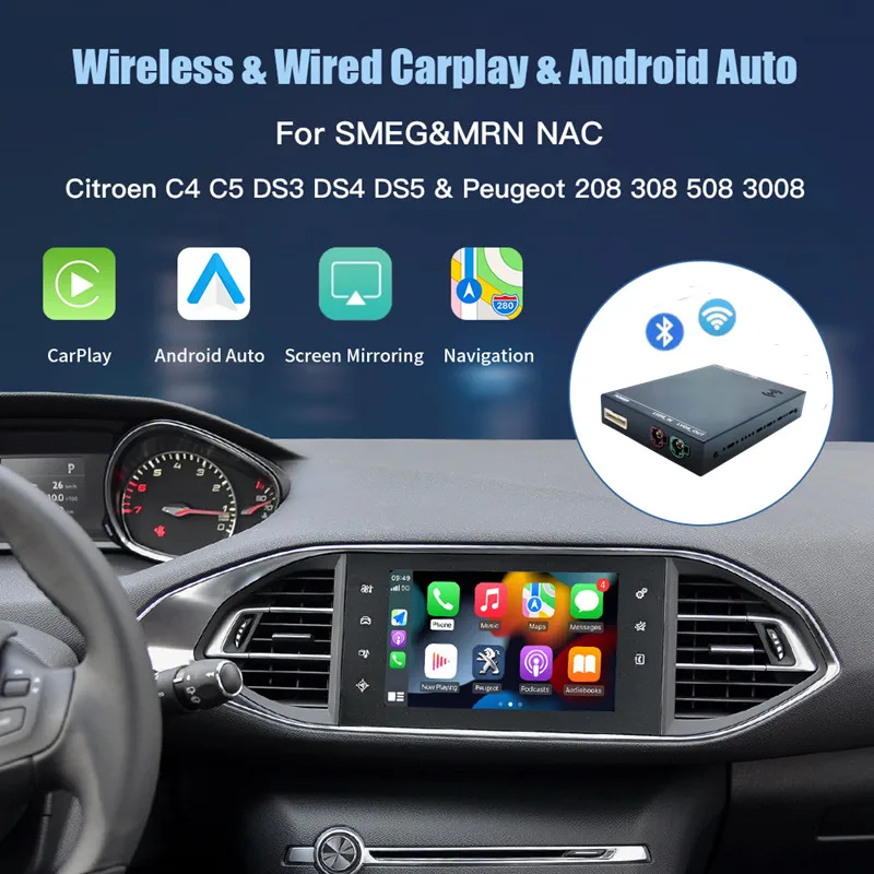 Bezprzewodowy Apple CarPlay Android Auto dekoder dla Citroen C4 Peugeot