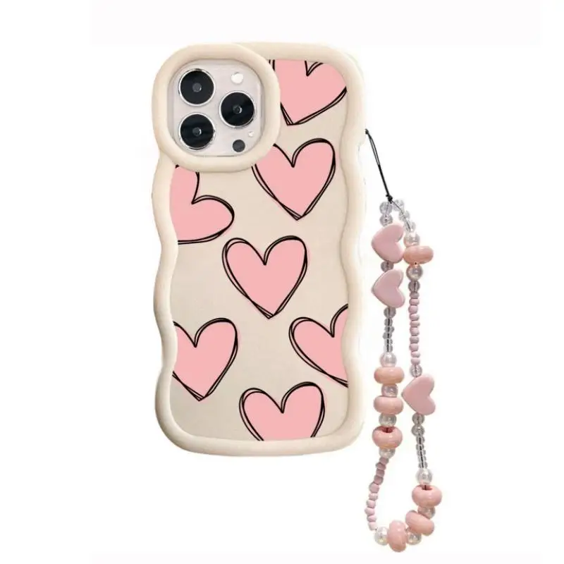 3D Love Heart Chain Phone Case Cover