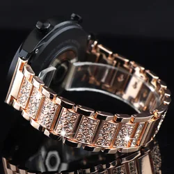 Shiny Rhinestone Bracelet Strap - Elegant Luxury Watch Band - 22mm Band (Rose gold)