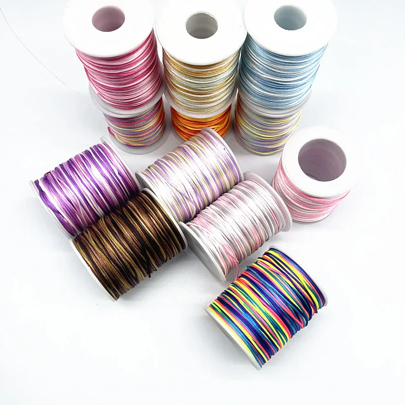 10yards 1.0mm Gradual Change Colourful Chinese Knot Line Cord Silk Satin Cord Nylon DIY Handmade Knitting String Cords nylon cord,satin cord,silk cord