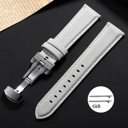 Enhanced Sailcloth Quick Release Waterproof Watch Strap with Nylon Butterfly Buckle - 22mm (Gray)
