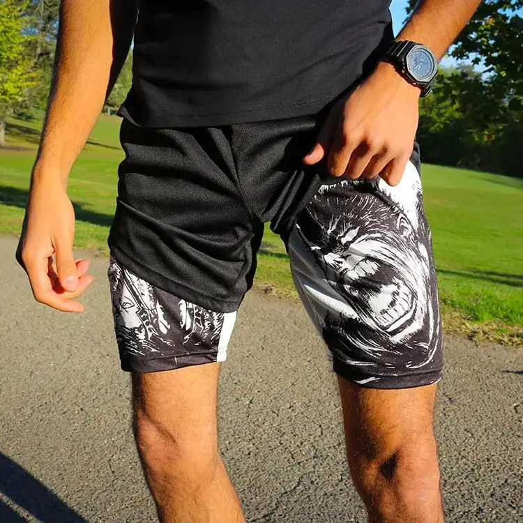 Y2K Summer Men Streetwear Anime Berserk Oversize Active Athletic Gym Short Pants Training Fitness Workout Track Shorts Clothes 3