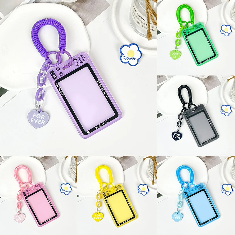 Transparent Acrylic Photocard Holder Card Case Candy Color ID Bus Card Holder Photos Protector Sleeve Badge Holder Stationery