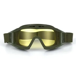 Enhanced Tactical Goggles for Outdoor and Sports Activities with Interchangeable Lenses (Yellow Lens Green)