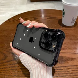 Purple Plating Clear Shockproof Phone Case with Hard Acrylic Anti-Shock Design for iPhone 14 (BLACK)
