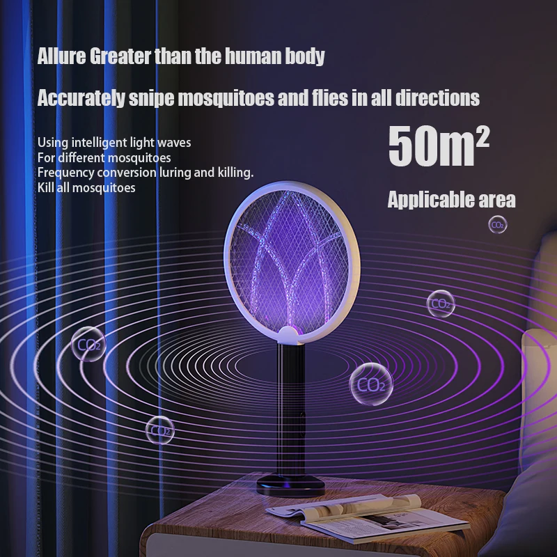 가정용 전기 모기 스와터, USB 리튬 배터리 충전식, 다기능 강력한 모기 킬러 램프, 2 인 1
