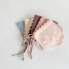 1Pcs Cotton Soft Baby Bonnet Solid Color Baby Girl Hats Newborn Infant Lace Flowers Princess Knitted Hat For 0-24 Months Baby 1