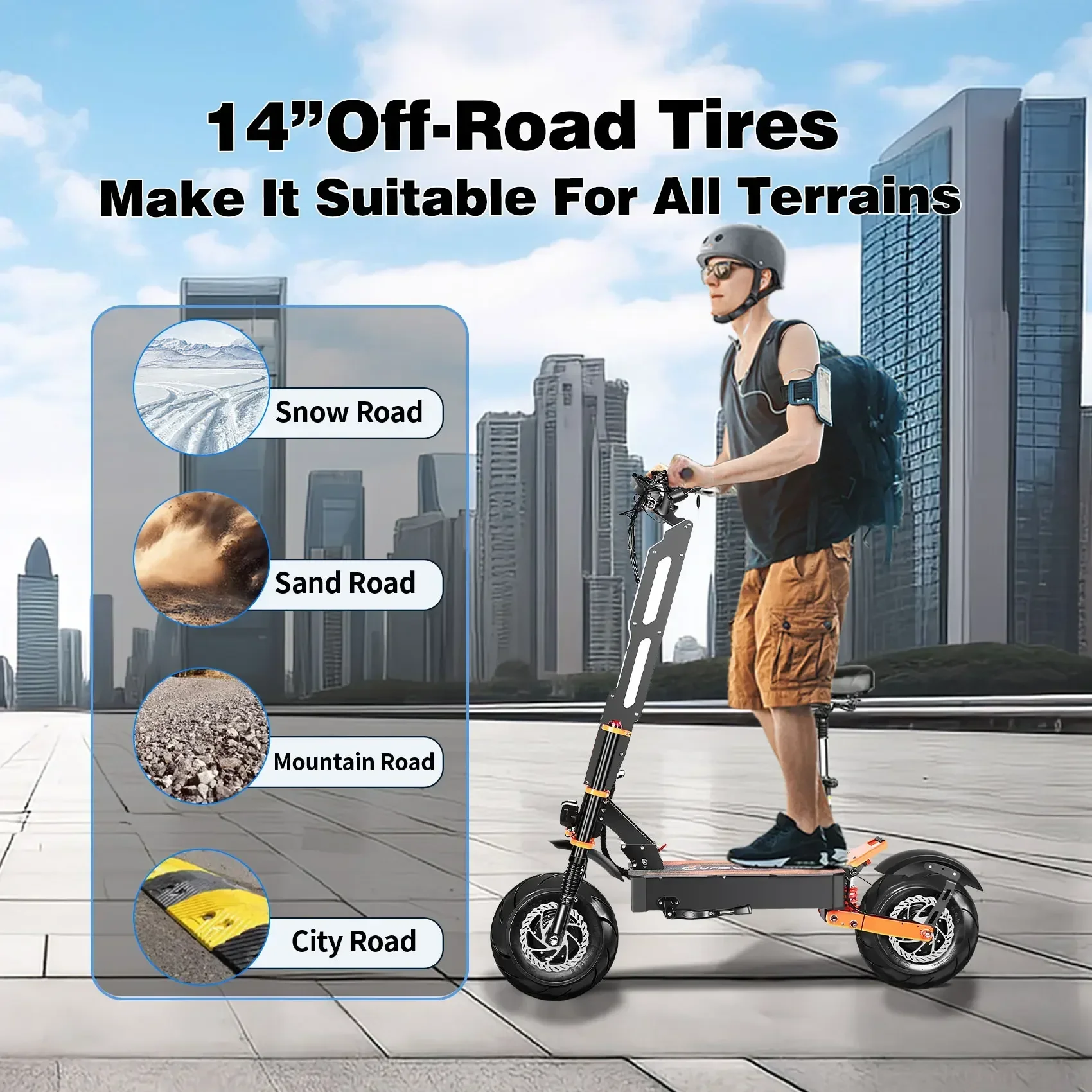 Electric Scooter X8 8000W Dual Motor 60v 14 Inch Off-Road Tyres Max Speed 80km/h Lcd Display Folding with Seat