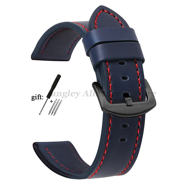 Vintage Leather Watch Band Strap with Stainless Steel Buckle - Unisex Sports Accessory