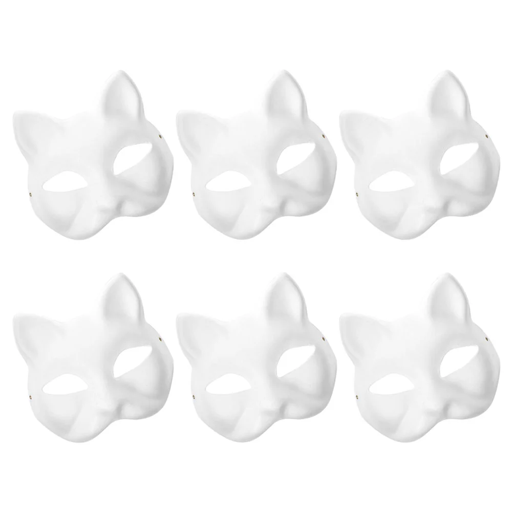 

DIY Anime Pulp Japanese Mask Half Face Hand-painted Cat Fox Mask Anime Masquerade Halloween Festival Cosplay Prop