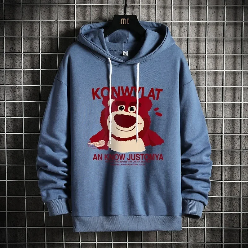 M-XL! High Quality Autumn and Winter New Plush Casual Loose Round Neck Men's Long Sleeved Hooded Sweatshirt Men Clothing