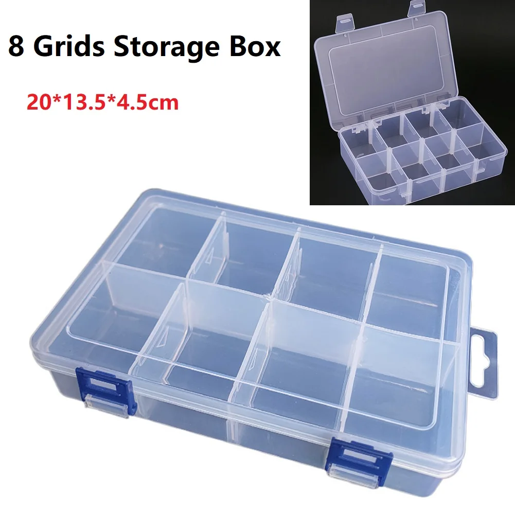 Tools Storage Box Adjustable 8Grids Compartment Plastic 20*13.5*4.5cm Screw Holder Case Organizer Pill Hardware Tool