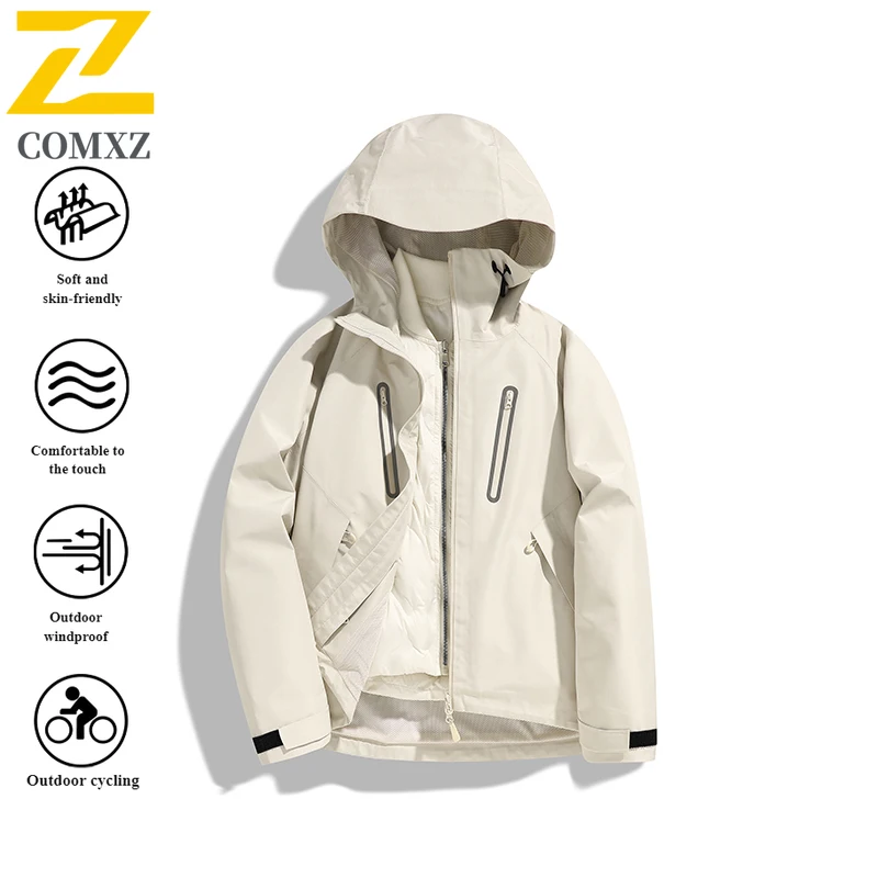 EiAO Jacket Men's Waterproof Ski  Winter Windproof Thermal Hiking Coat with Detachable Fleece for Camping Fishing Mountaineering