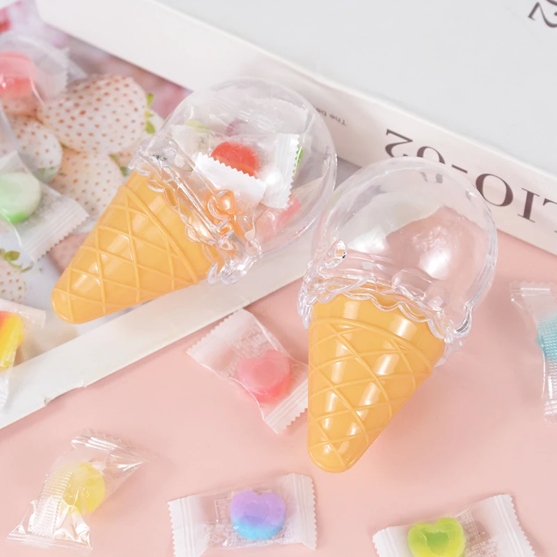 8pcs Creative Ice Cream Shape Candy Box Plastic Transparent Sweet Cone Gift Boxes Baby Shower Wedding Birthday Party Favors