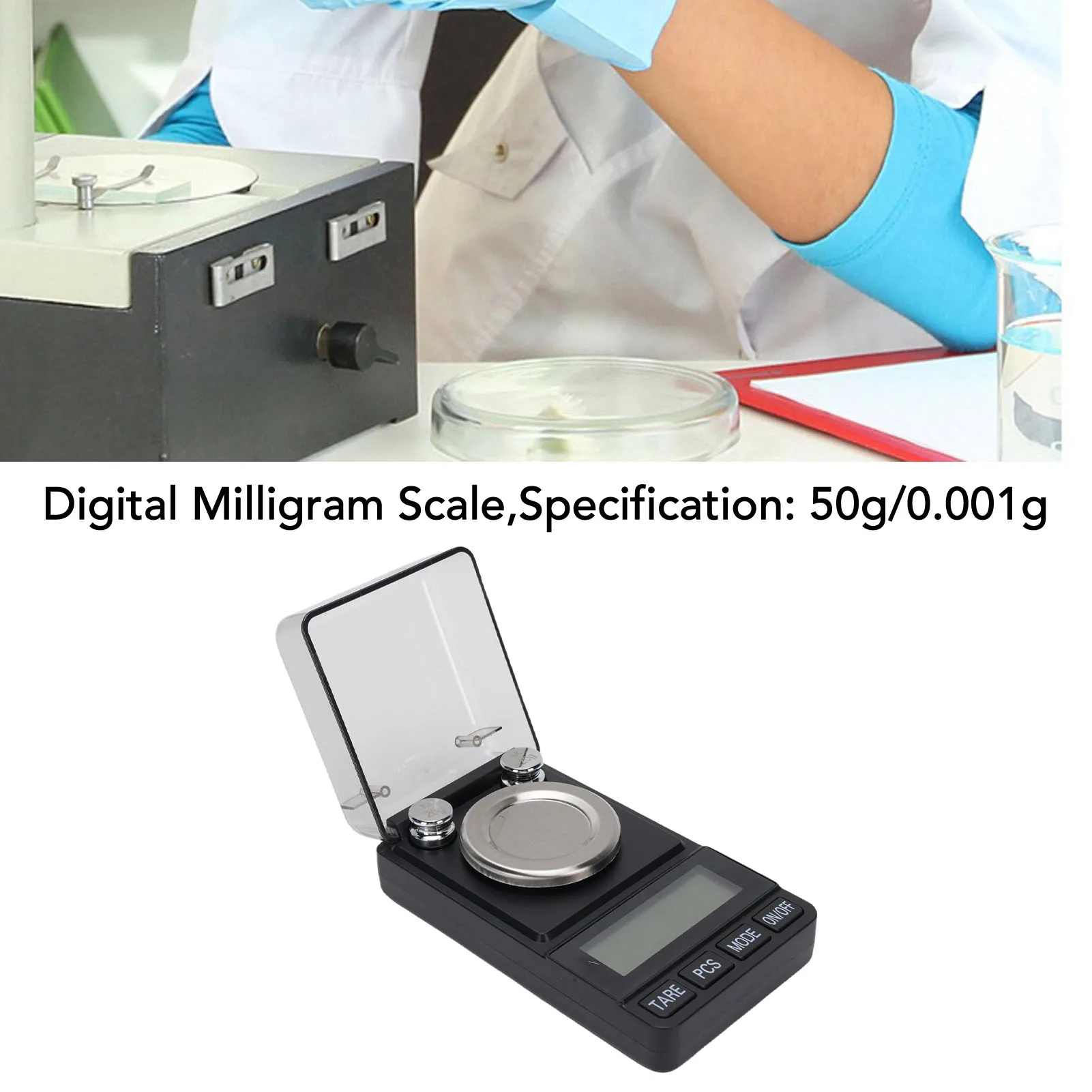 Digital Jewelry Scale Digital Milligram Scale 50g 0.001g Weighing Peeling Counting Calibration with  Cover for Grain Powder