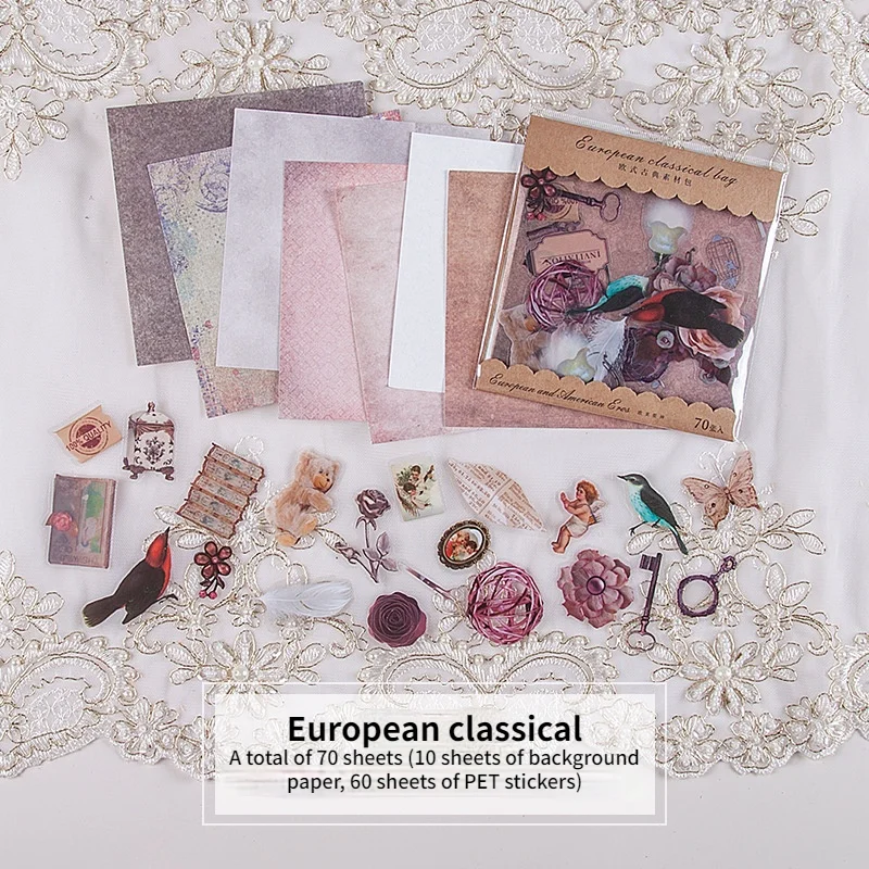 

Classical Background Paper Notes Sticker Diy Decorative Vintage Posters Stationery