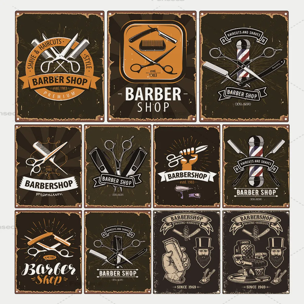 

Bar Home Decor Beard Studio Plaque Barbershop Metal Tin Sign Bar Shaving Barber Wall Poster Hairstyle Retro Tin Sign