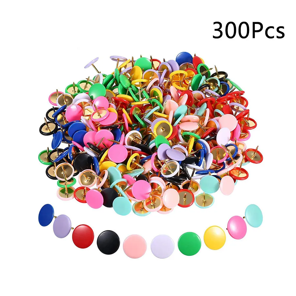 300개 다채로운 색상의 압정 세트, 학교, 사무실, 가정 장식, 지도, 달력, 할 일 목록, 여행 사진용 고급 플라스틱 압정