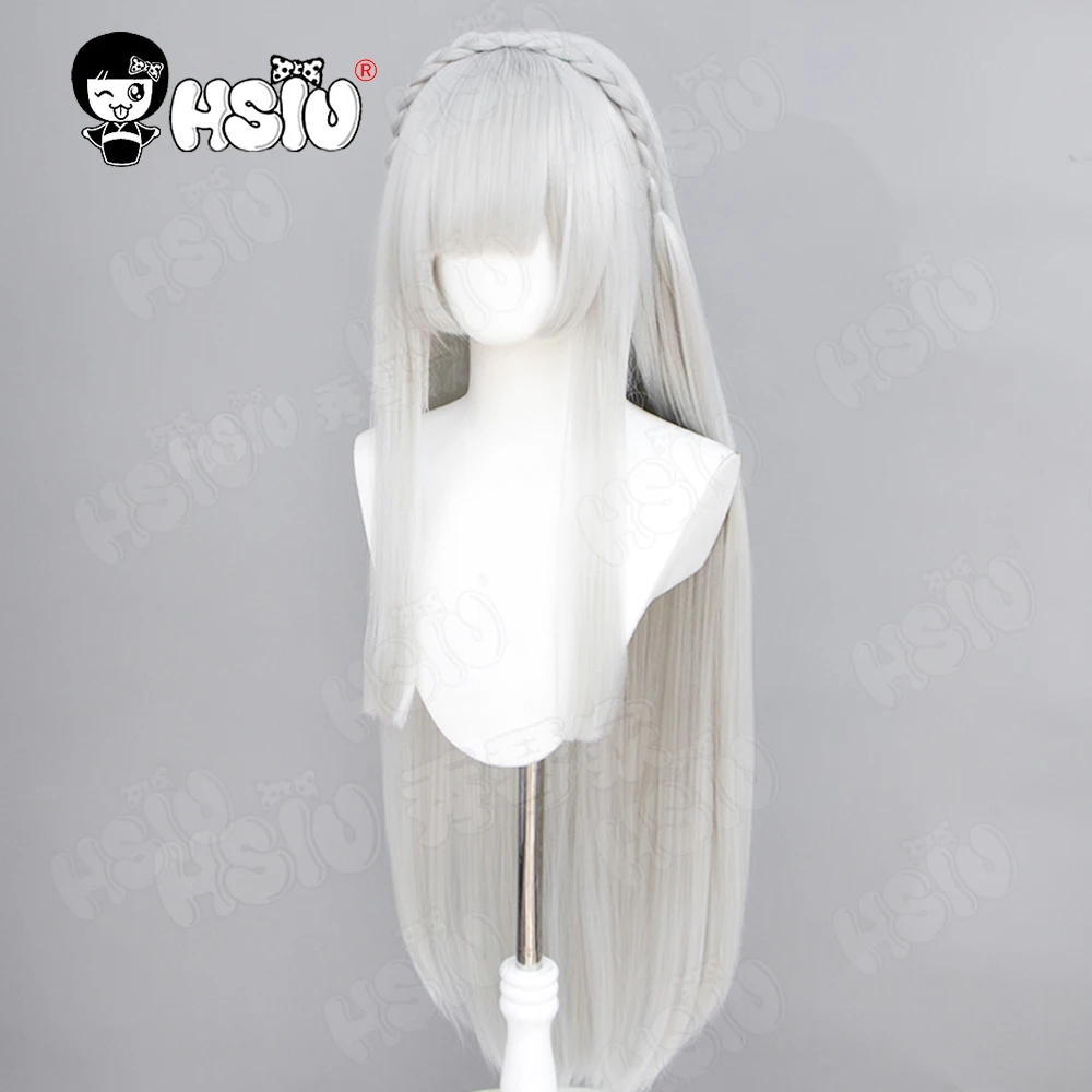 Emilia Cosplay Wig HSIU 100cm Silver gray long hair Synthetic Wig