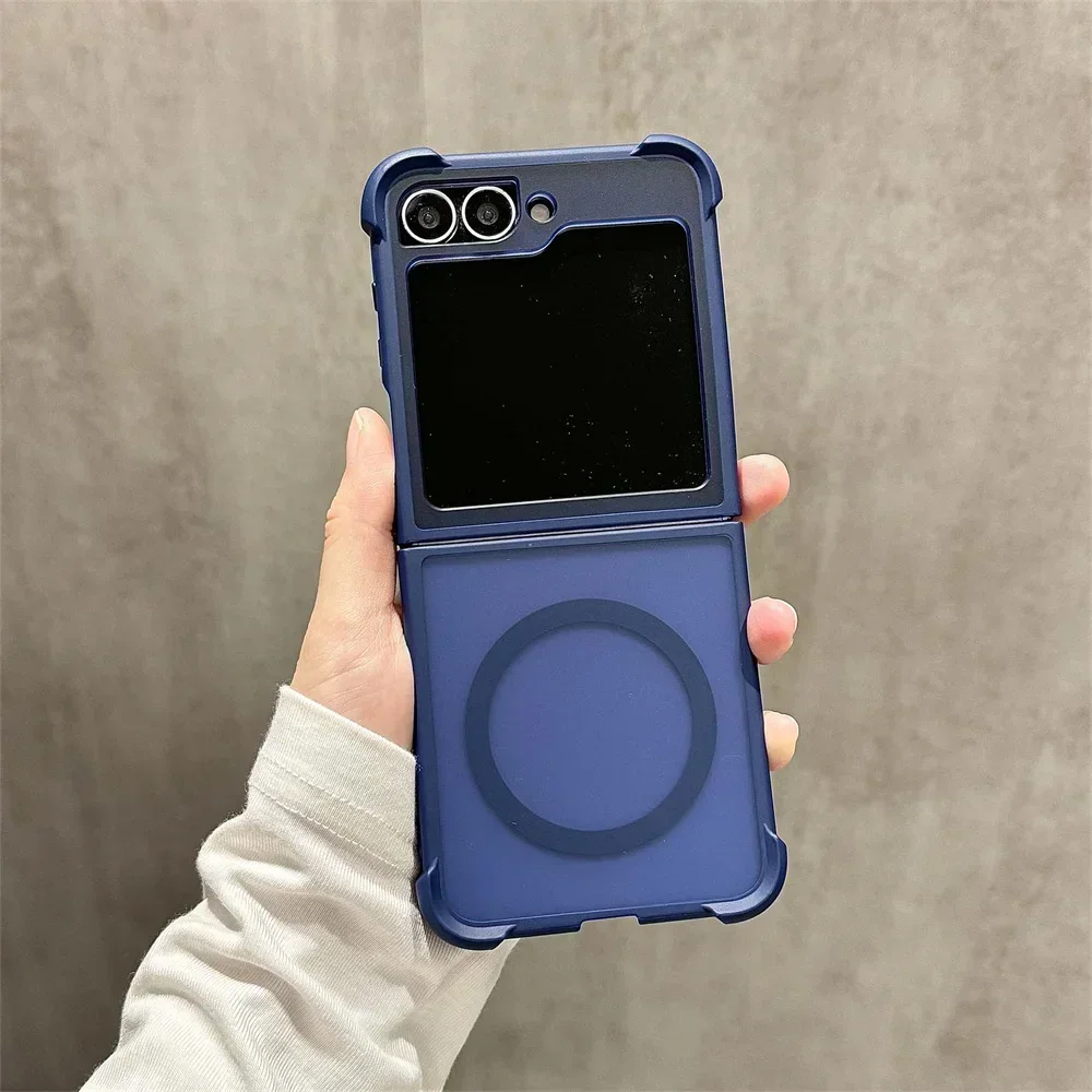 Luxury Magnetic Wireless Charging Matte Case with Airbag Shockproof PC Cover