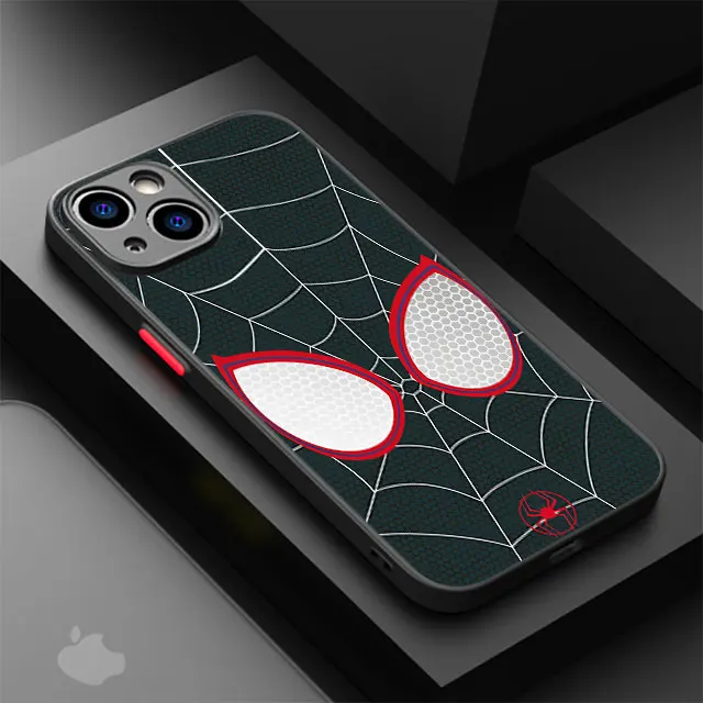 Funda de teléfono Marvel Spiderman para iPhone 11 12 Mini 13 14 Pro 15 Pro Max 7 8 Plus XR XS MAX carcasa dura mate