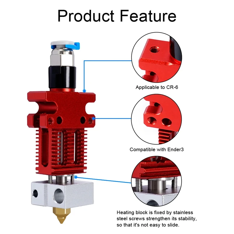 3D Printer Parts CR6 SE J-head Assembled Print Head Hot End Hotend Kit All Metal Extrusion Extruder for Ender 3 CR5 PRO CR6 SE - 4